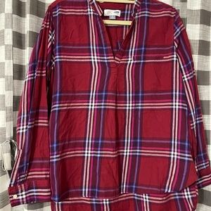 Old Navy Plaid V-Neck Tunic - Red and Blue